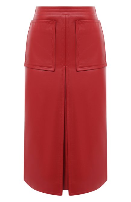 Женская кожаная юбка BURBERRY красного цвета по цене 279500 руб., арт. 8030102 | Фото 1