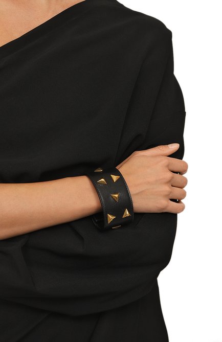 Женский кожаный браслет SAINT LAURENT черного цвета, арт. 319767/B0FDJ | Фото 2 (Материал: Натуральная кожа)