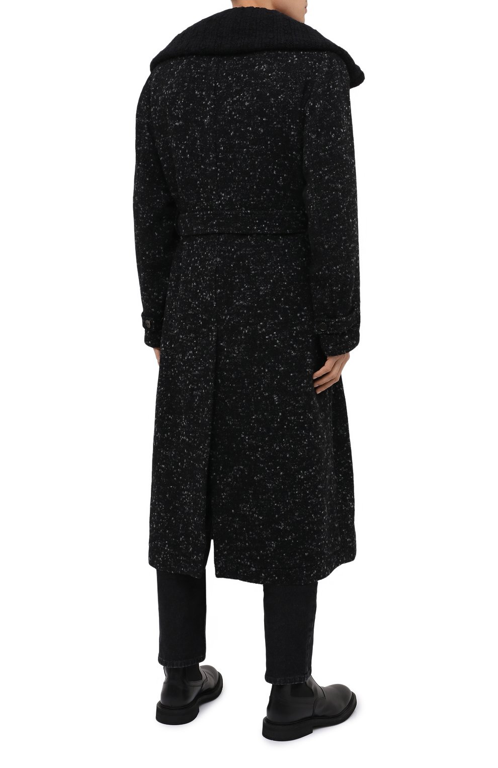 Мужской пальто из шерсти и хлопка DOLCE & GABBANA серого цвета, арт. G024TT/FMMF3 | Фото 4 (Материал внешний: Шерсть; Рукава: Длинные; Мужское Кросс-КТ: Верхняя одежда, пальто-верхняя одежда; Длина (верхняя одежда): Длинные; Стили: Кэжуэл)