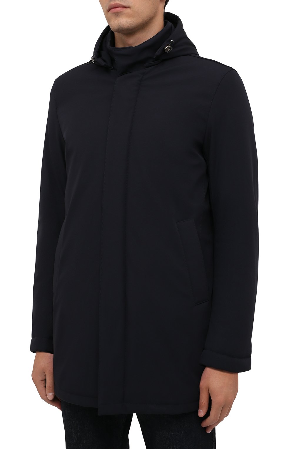 Мужская утепленная куртка SARTORIA LATORRE темно-синего цвета, арт. CTS005 SP9005 | Фото 3 (Кросс-КТ: Куртка; Рукава: Длинные; Длина (верхняя одежда): До середины бедра; Материал внешний: Синтетический материал; Мужское Кросс-КТ: утепленные куртки; Материал подклада: Синтетический материал; Стили: Кэжуэл)