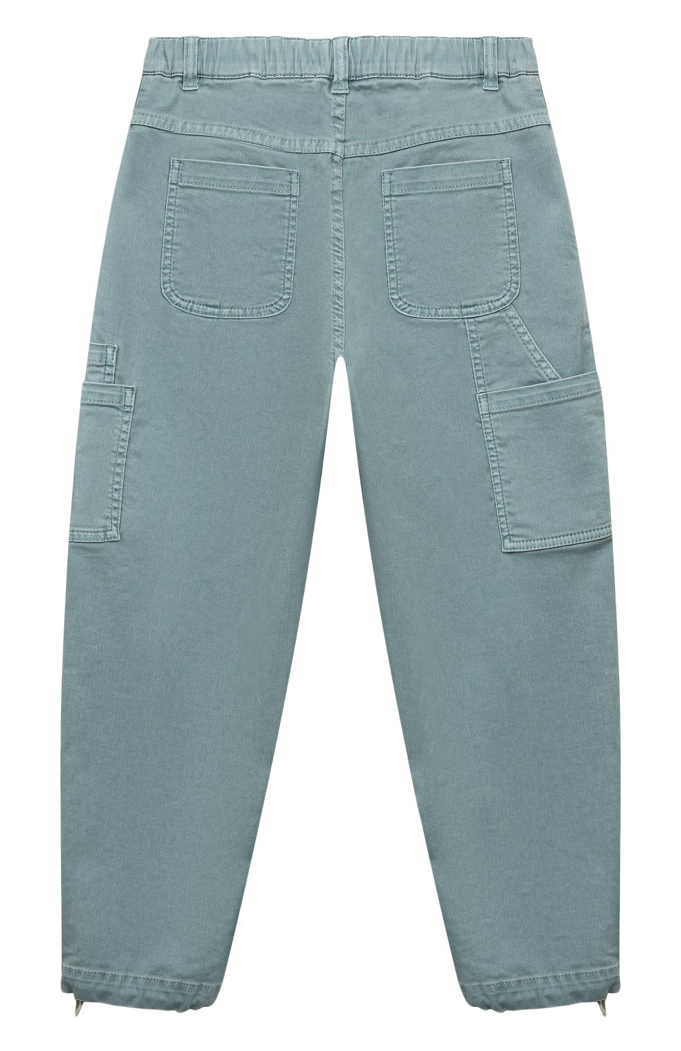 Детские джинсы BRUNELLO CUCINELLI бирюзового цвета, арт. BA080P490C | Фото 2 (Материал внешний: Хлопок, Лиоцелл, Растительное волокно)