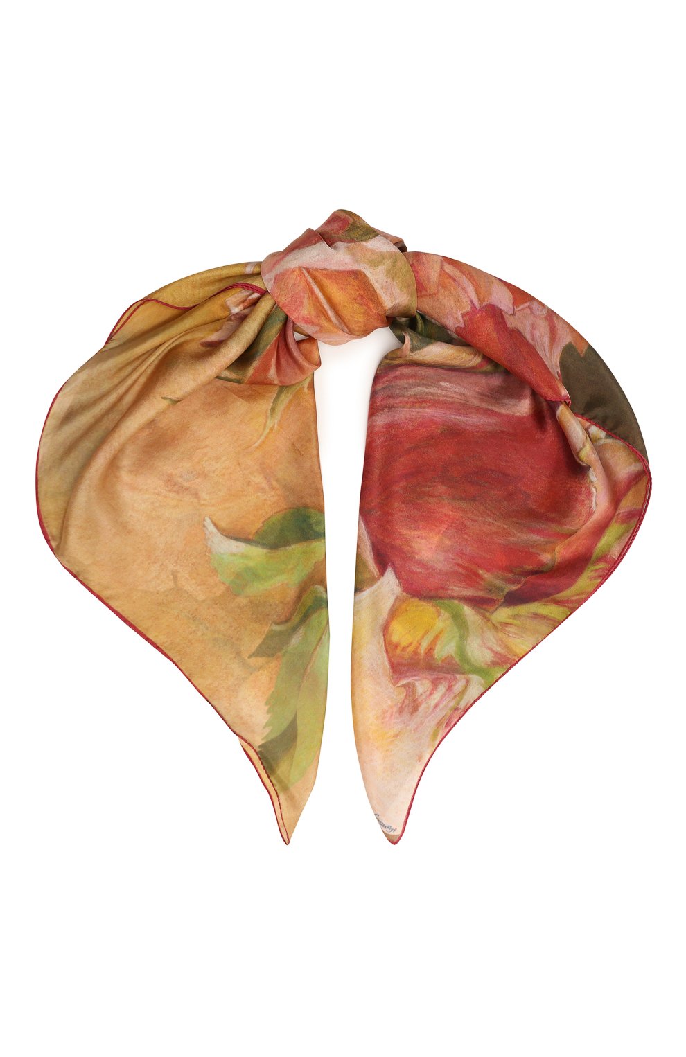 Женский шелковый платок розы GOURJI разноцветного цвета, арт. T23ROSE7R/1 | Фото 1 (Принт: С принтом; Материал: Текстиль, Шелк; Материал сплава: Проставлено; Нос: Не проставлено)