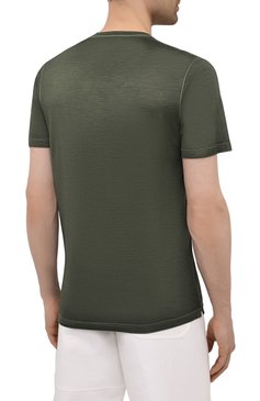 Мужская шелковая футболка GRAN SASSO зеленого цвета, арт. 60133/78302 | Фото 4 (Материал внешний: Шелк; Принт: Без принта, Однотонные; �Рукава: Короткие; Длина (для топов): Стандартные; Стили: Кэжуэл)