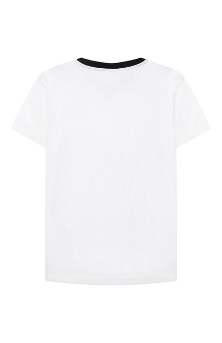Детская хлопковая футболка BALMAIN белого цвета, арт. BU8Q11 | Фото 2 (Драгоценные камни: Проставлено; Материал сплава: Проставлено; Рукава: Короткие; Материал внешний: Хлопок)
