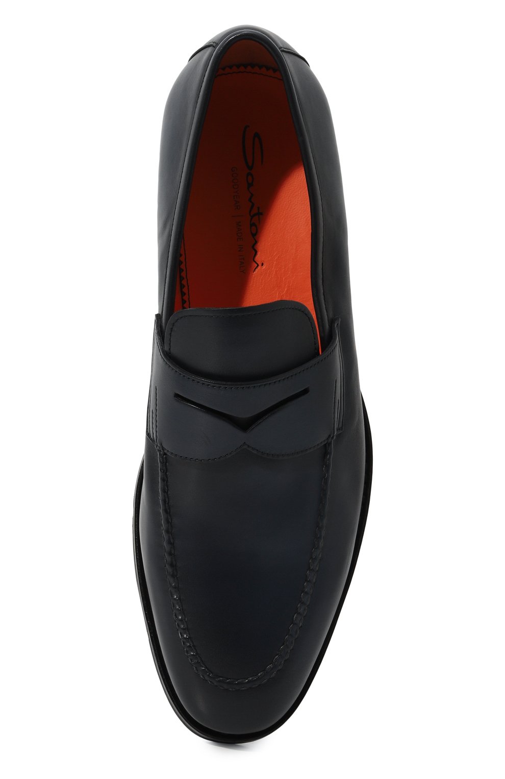 Мужские кожаные пенни-лоферы SANTONI темно-синего цвета, арт. MCNG15609PI2BSLF | Фото 6 (Материал внутренний: Натуральная кожа; Материал сплава: Проставлено; Нос: Не проставлено; Стили: Классический)