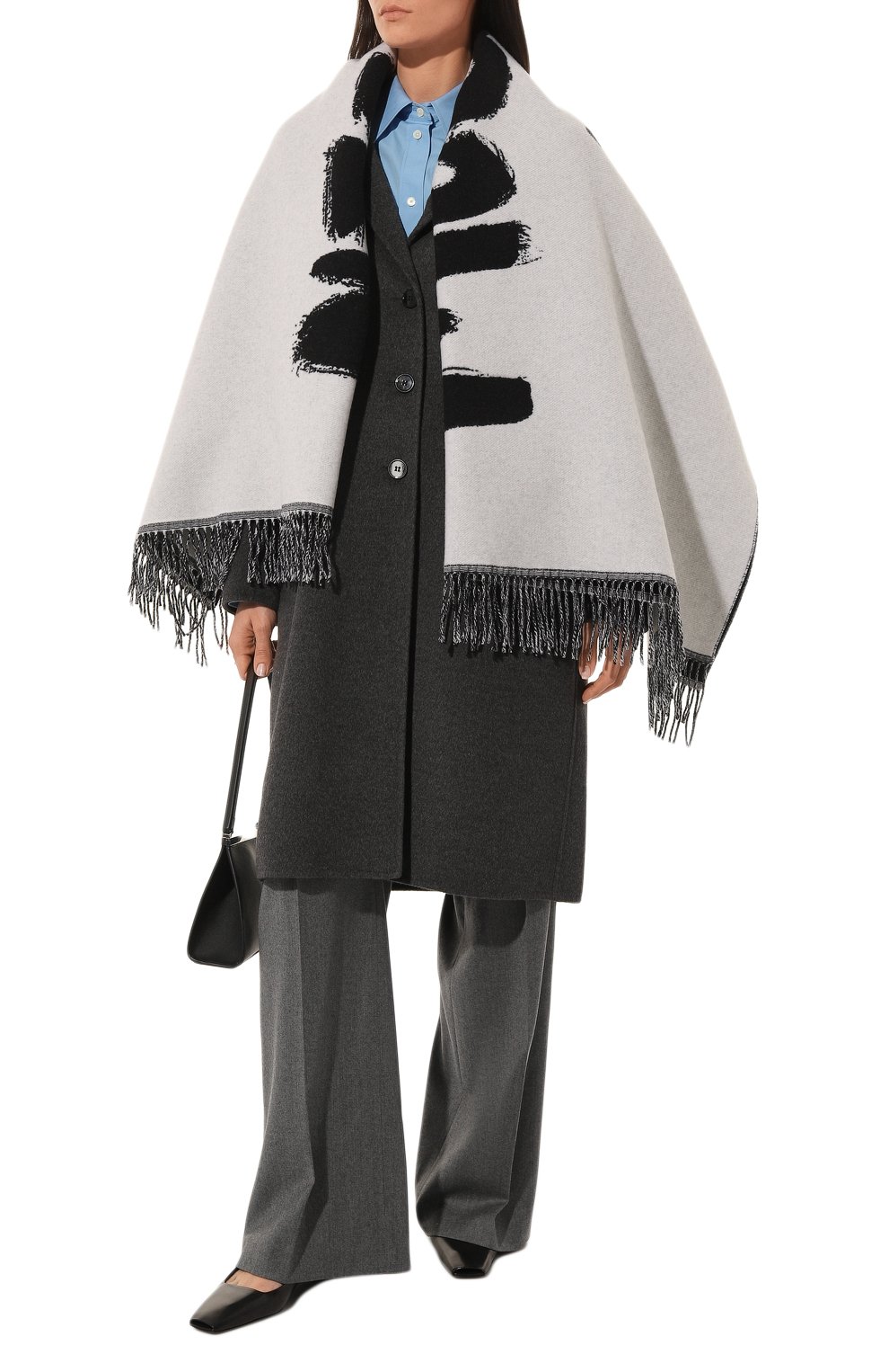 Женская шерстяная шаль ALEXANDER MCQUEEN белого цвета, арт. 706273 3200Q | Фото 2 (Материал: Текстиль, Шерсть)