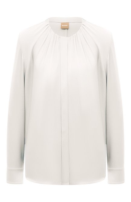Женская шелковая блузка BOSS белого цвета по цене 29400 руб., арт. 50490058 | Фото 1