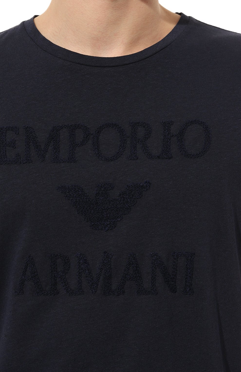 Футболка из хлопка и льна Emporio Armani  211818/3R485 Фото 5