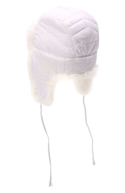 Детского шапка-ушанка с мехом IL TRENINO белого цвета, арт. 21 4079 | Фото 2 (Материал: Текстиль, Синтетический материал)