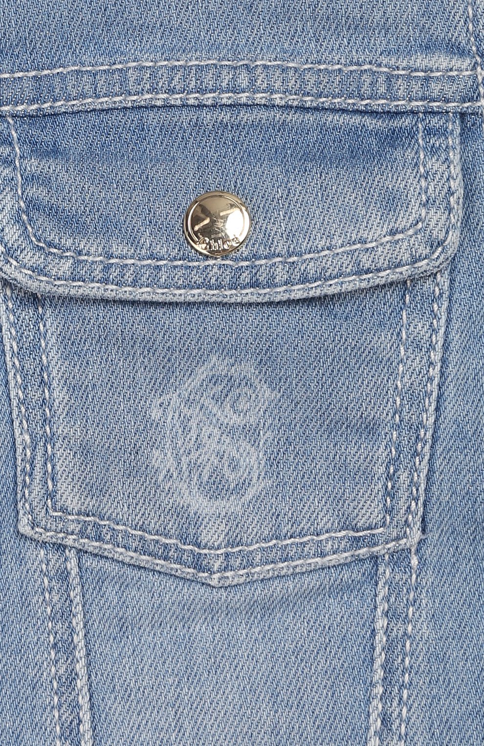 Детского джинсовая куртка CHLOÉ голубого цвета, арт. C06100 | Фото 3 (Кросс-КТ НВ: Куртки; Материал внешний: Хлопок)