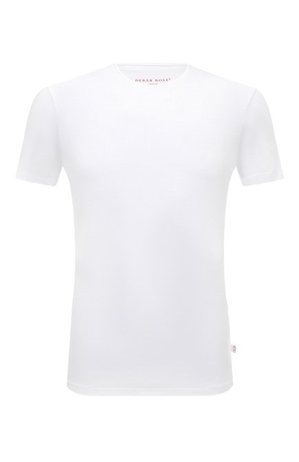 Мужская хлопковая футболка с круглым вырезом DEREK ROSE белого цвета, арт. 8005-JACK001 | Фото 1 (Материал внешний: Хлопок; Длина (для топов): Стандартные; Рукава: Короткие; Мужское Кросс-КТ: Футболка-белье; Кросс-КТ: домашняя одежда; Статус проверки: Проверена категория)
