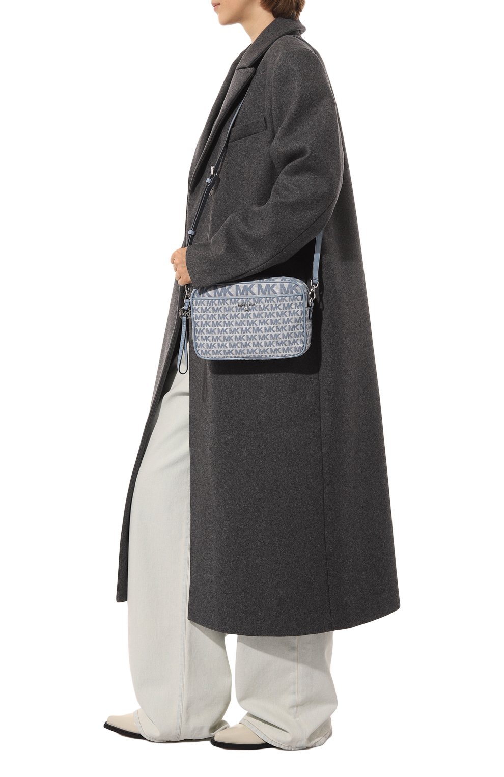 Женская сумка jet set MICHAEL MICHAEL KORS голубого цвета, арт. 32T2ST9C7I | Фото 7 (Сумки-технические: Сумки через плечо; Ремень/цепочка: На ремешке; Материал: Текстиль; Размер: small)
