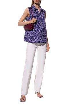 Женская хлопковая блузка NOBLE&BRULEE фиолетового цвета, арт. NB240622 | Фото 2 (Длина (для топов): Стандартные; Принт: С принтом; Материал внешний: Хлопок; Стили: Романтичный; Женское Кросс-КТ: Блуза-одежда)