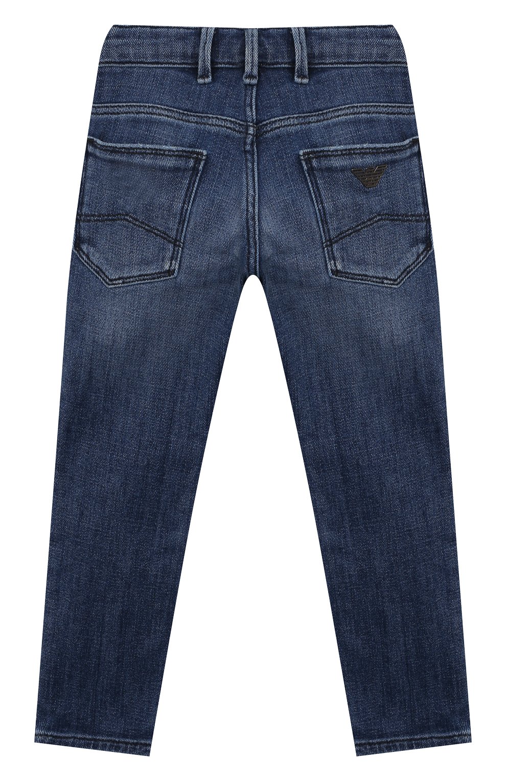 Детские джинсы EMPORIO ARMANI синего цвета, арт. 3K4J06/4D2JZ | Фото 2 (Региональные ограничения белый список (Axapta Mercury): RU; Материал внешний: Хлопок; Детали: Потертости; Ростовка одежда: 10 - 11 лет | 140 - 146см, 13 - 15 лет | 158 см, 16 лет | 164 см, 4 года | 104 см, 5 лет | 110 см, 6 лет | 116 см, 7 лет | 122 см, 8 лет | 128 см, 9 лет | 134 см)