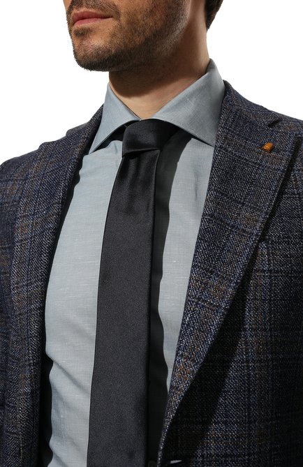 Мужской шелковый галстук CANALI темно-синего цвета, арт. 18/HJ00040 | Фото 2 (Материал: Текстиль, Шелк; Статус проверки: Проверено; Принт: Без принта)