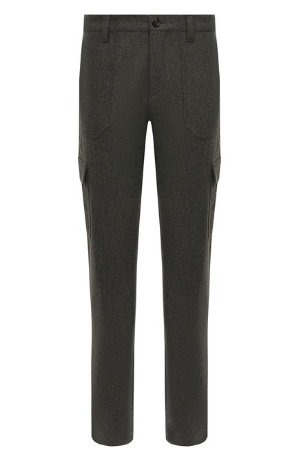 Мужские шерстяные брюки-карго BRUNELLO CUCINELLI хаки цвета по цене 107500 руб., арт. M038PS1980 | Фото 1