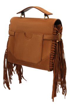 Женская сумка buzz 23 BALMAIN коричневого цвета, арт. WN1DB534/LCRF | Фото 3 (Сумки-технические: Сумки top-handle; Материал: Натуральная кожа, Натуральная замша; Ремень/цепочка: На ремешке; Размер: small)