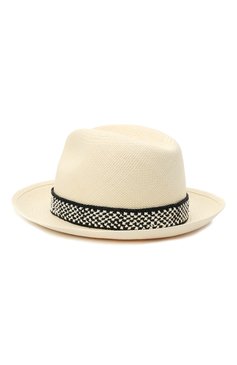 Женская соломенная шляпа valentino x borsalino VALENTINO черно-белого цвета, арт. VW2HAA57/WDI | Фото 2 (Региональные ограничения белый список (Axapta Mercury): RU; Материал: Растительное волокно)