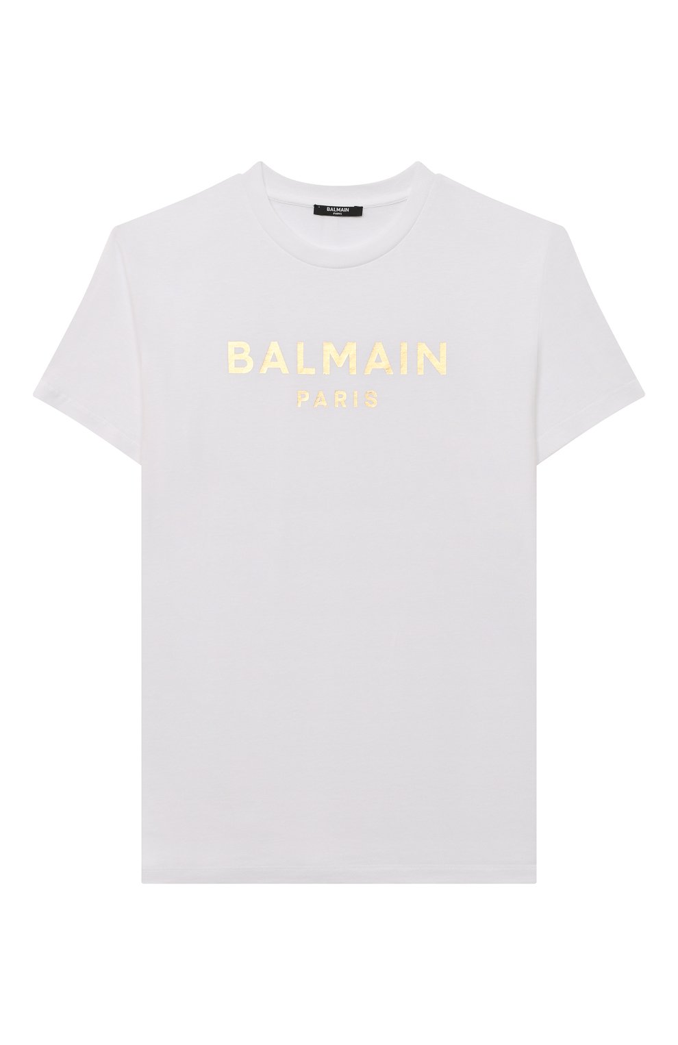 Детская хлопковая футболка BALMAIN белого цвета, арт. BS8R01 | Фото 1 (Девочки Кросс-КТ: футболка-одежда; Рукава: Короткие; Материал сплава: Проставлено; Материал внешний: Хлопок; Драгоценные камни: Проставлено)