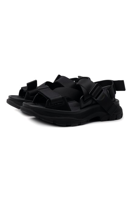 Женские текстильные сандалии ALEXANDER MCQUEEN черного цвета по цене 82350 руб., арт. 667285/W4R51 | Фото 1