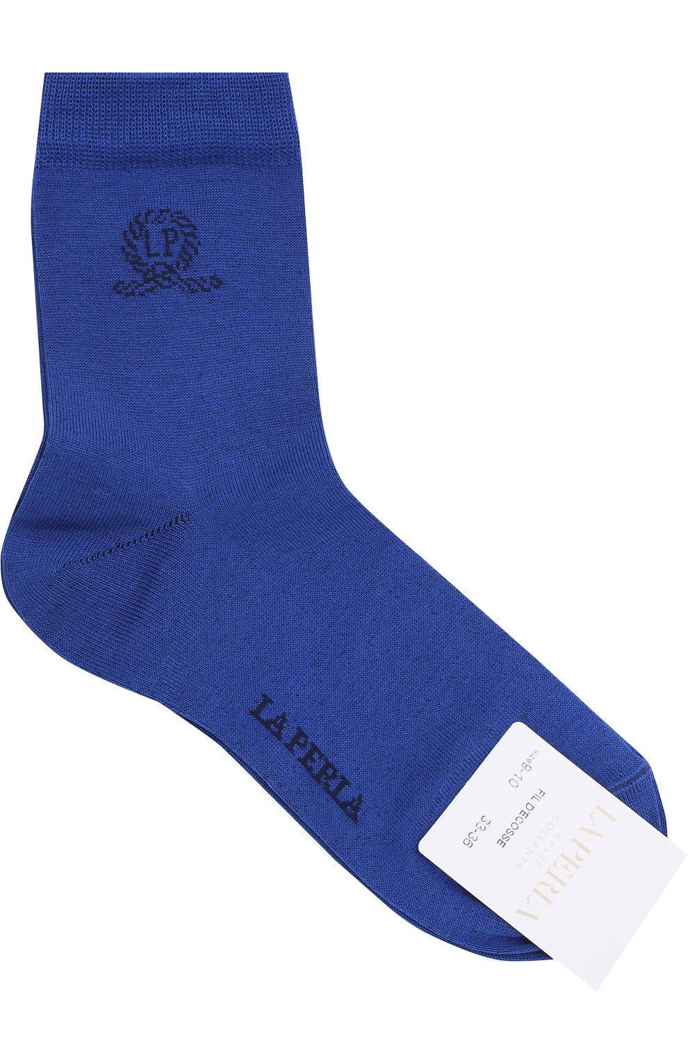 Детские носки с логотипом бренда LA PERLA синего цвета, арт. 42035H/9-12 | Фото 1 (Материал: Текстиль, Хлопок; Материал сплава: Проставлено, Проверено; Кросс-КТ: Носки; Нос: Не проставлено; Статус проверки: Проверено, Проверена категория)
