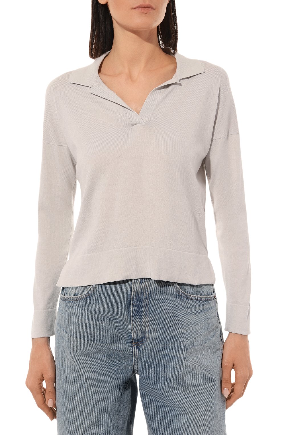 Хлопковый пуловер-поло Gran Sasso 57288/14005, цвет серый, размер 42 57288/14005 - фото 3