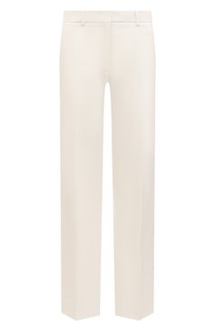 Женские шерстяные брюки VALENTINO молочного цвета, арт. XB0RB4M774B | Фото 1 (Длина (брюки, джинсы): Удлиненные; Силуэт Ж (брюки и джинсы): Широкие; Материал внешний: Шерсть; Женское Кросс-КТ: Брюки-одежда; Материал сплава: Проставлено; Драгоценные камни: Проставлено; Материал подклада: Купро)