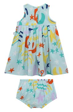 Женский комплект из платья и шорт STELLA MCCARTNEY бирюзового цвета, арт. 8Q1HS2 | Фото 2 (Материал внешний: Хлопок)