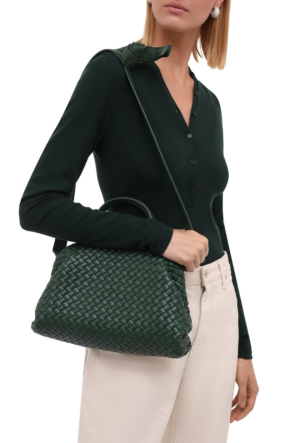 Женская темно-зеленая сумка handle small BOTTEGA VENETA купить в ...
