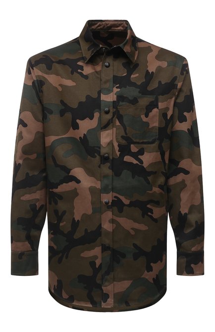 Мужская хлопковая куртка-рубашка VALENTINO хаки цвета по цене 182500 руб., арт. XV3CIA95810 | Фото 1