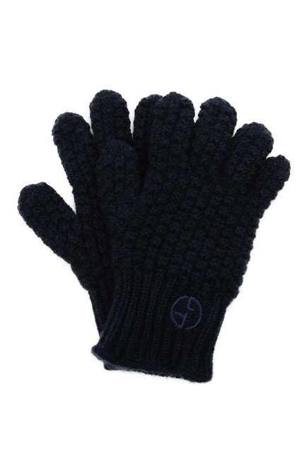 Женские кашемировые перчатки GIORGIO ARMANI темно-синего цвета, арт. 794226/1A211 | Фото 1 (Материал: Шерсть, Кашемир, Текстиль)