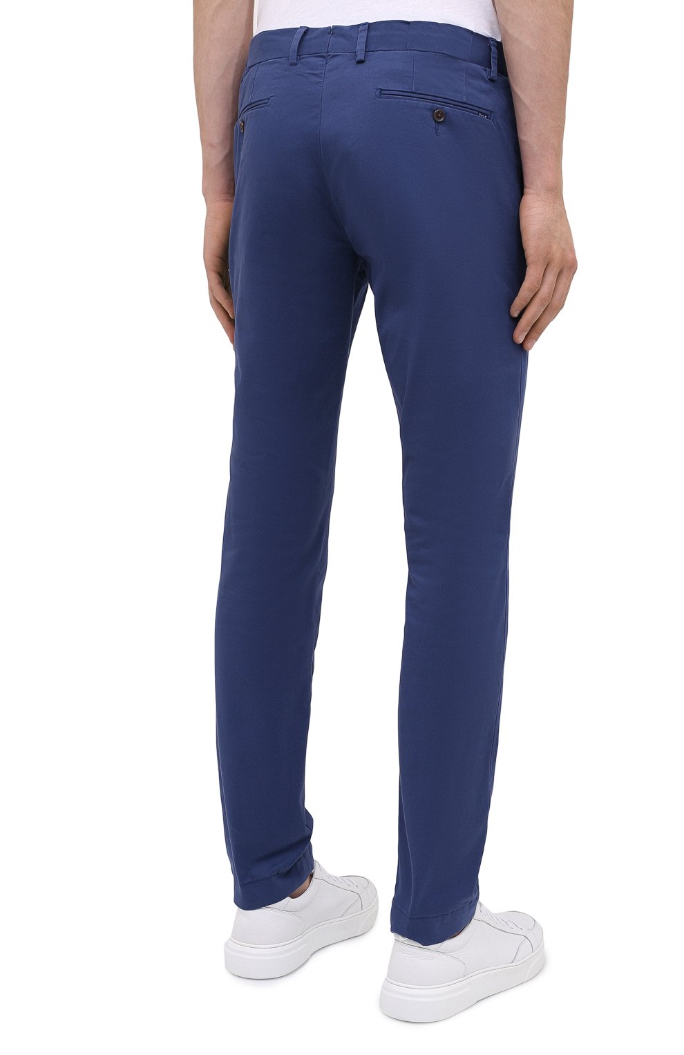 Мужские хлопковые брюки POLO RALPH LAUREN синего цвета, арт. 710644988 | Фото 4 (Силуэт М (брюки): Чиносы; Длина (брюки, джинсы): Стандартные; Случай: Повседневный; Материал внешний: Хлопок; Стили: Кэжуэл)