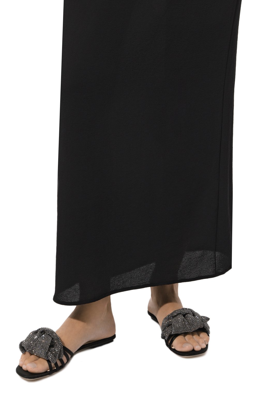 Женские текстильные шлепанцы RODO черного цвета, арт. S0597/601 | Фото 3 (Материал внешний: Текстиль; Каблук высота: Низкий; Материал внутренний: Натуральная кожа; Подошва: Плоская)