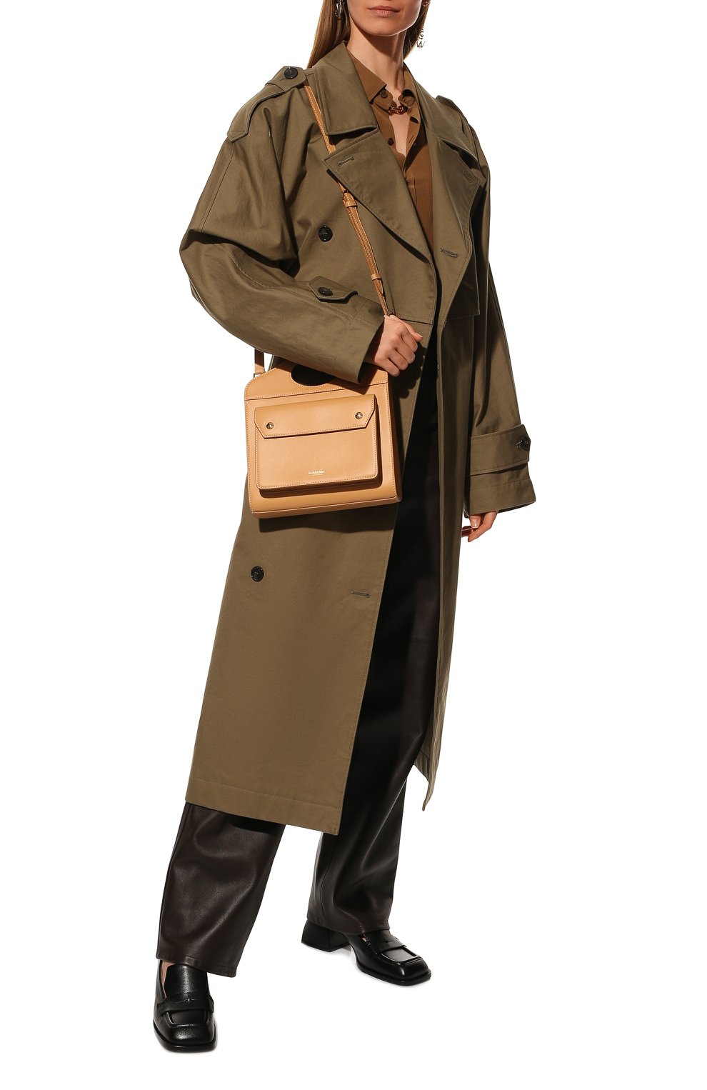 Женская сумка pocket bag medium BURBERRY бежевого цвета, арт. 8043105 | Фото 6 (Сумки-технические: Сумки top-handle; Размер: medium; Материал: Натуральная кожа; Ремень/цепочка: На ремешке)