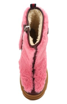 Детские утепленные сапоги из кожи GUCCI розового цвета, арт. 580963/HNJ10 | Фото 4 (Материал утеплителя: Экомех; Кросс-КТ: полусапоги; Статус проверки: Проверена категория; Длина стельки: 17,3, 17,9, 18,6, 19,3, 19,9, 20,6, 21,3)
