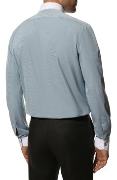 Мужская хлопковая сорочка KITON зеленого цвета, арт. UCIDFAP2/H0585513 | Фото 5 (Манжеты: На пуговицах; Принт: Клетка; Рукава: Длинные; Рубашки М: Regular Fit; Воротник: Акула; Длина (для топов): Стандартные; Материал внешний: Хлопок; Стили: Классический; Случай: Формальный)