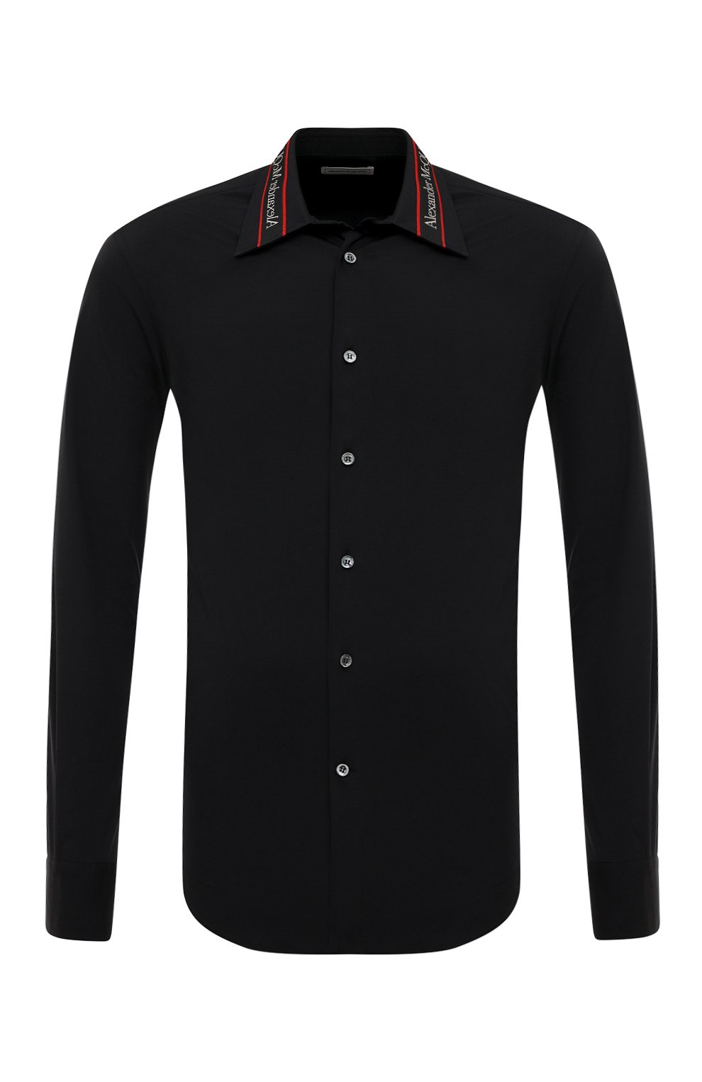 Хлопковая рубашка Alexander McQueen Чёрный 642401/QRN441000 6019604