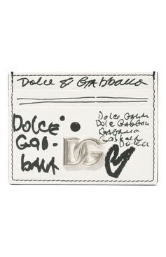 Женский кожаный футляр для кредитных карт DOLCE & GABBANA черно-белого цвета, арт. BI0330/AD455 | Фото 1 (Материал: Натуральная кожа)