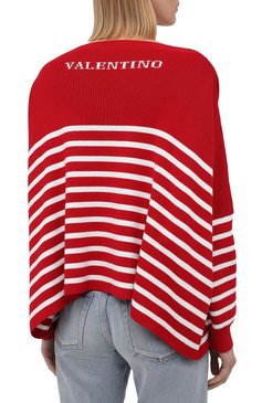 Женский хлопковый пуловер VALENTINO красного цвета, арт. WB3KC24F6H0 | Фото 4 (Рукава: Длинные; Длина (для топов): Стандартные; Материал сплава: Проставлено; Материал внешний: Хлопок; Женское Кросс-КТ: Пуловер-одежда; Драгоценные камни: Проставлено; Стили: Кэжуэл)
