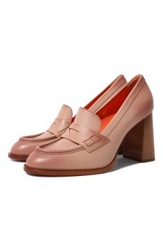 Женские кожаные туфли SANTONI розового цвета, арт. WDQQ59981HA3BLGAN01 | Фото 1 (Каблук высота: Высокий; Материал внутренний: Натуральная кожа; Каблук тип: Устойчивый; Подошва: Плоская)