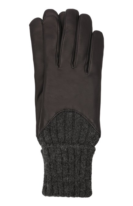 Женские кожаные перчатки AGNELLE темно-серого цвета, арт. CECILIA/A | Фото 1 (Материал: Натуральная кожа)