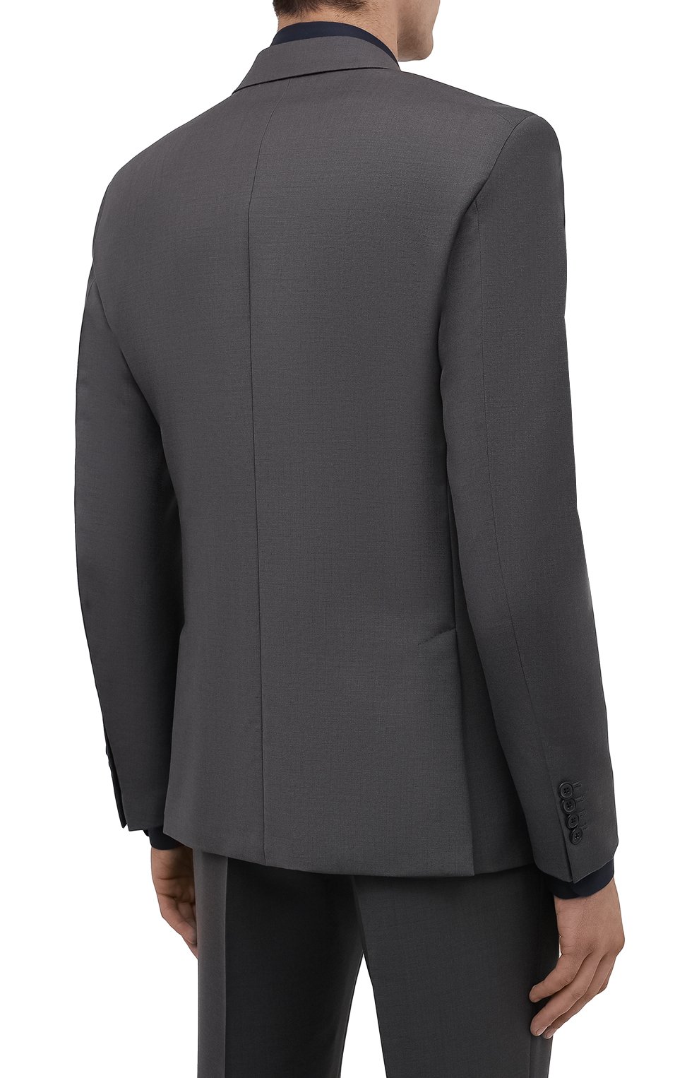 Мужской шерстяной костюм PRADA серого цвета, арт. UAE482-1P3Z-F0D65-201 | Фото 3 (Материал внешний: Шерсть; Рукава: Длинные; Костюмы М: Однобортны й; Стили: Классический)