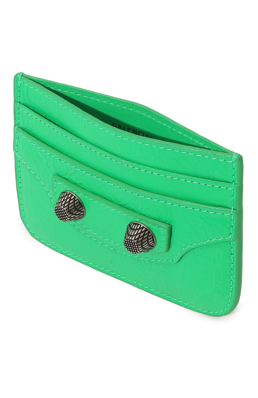 Женский кожаный футляр для кредитных карт le cagole BALENCIAGA зеленого цвета, арт. 715193 1VG9Y | Фото 3 (Материал: Натуральная кожа; Материал сплава: Проставлено; Нос: Не проставлено)