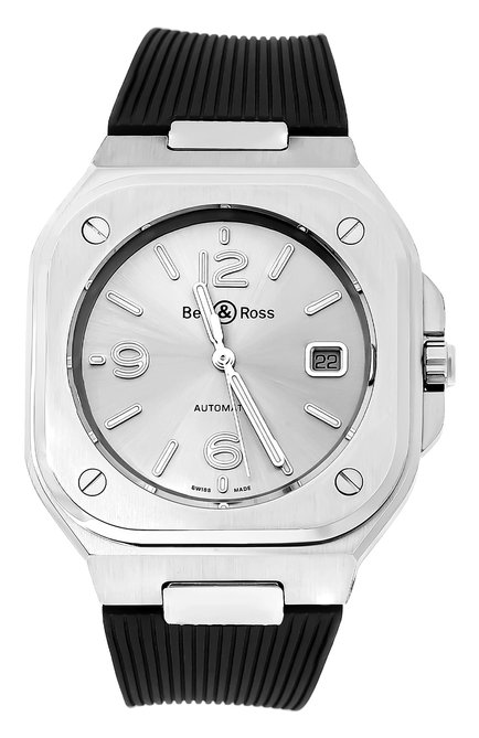 Мужские часы br 05 BELL&ROSS бесцветного цвета, арт. BR05A-GR-ST/SRB | Фото 1 (Цвет циферблата: Серебристый; Материал корпуса: Сталь; Механизм: Автомат)
