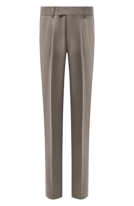 Мужские шерстяные брюки GIORGIO ARMANI бежевого цвета, арт. 0SGPP0BF/T004K | Фото 1 (Материал подклада: Синтетический материал; Длина (брюки, джинсы): Стандартные; Материал внешний: Шерсть; Стили: Кэжуэл; Случай: Повседневный)