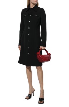 Женское шерстяное платье BOTTEGA VENETA черного цвета, арт. 665194/V0IV0 | Фото 2 (Материал внешний: Шерсть; Рукава: Длинные; Стили: Гламурный; Случай: Повседневный; Длина Ж (юбки, платья, шорты): До колена; Материал подклада: Хлопок; Женское Кросс-КТ: Платье-одежда)