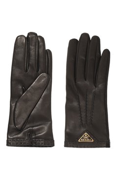 Женские кожаные перчатки PRADA черного цвета, арт. 1GG746-038-F0002 | Фото 2 (Материал сплава: Проставлено; Нос: Не проставлено)