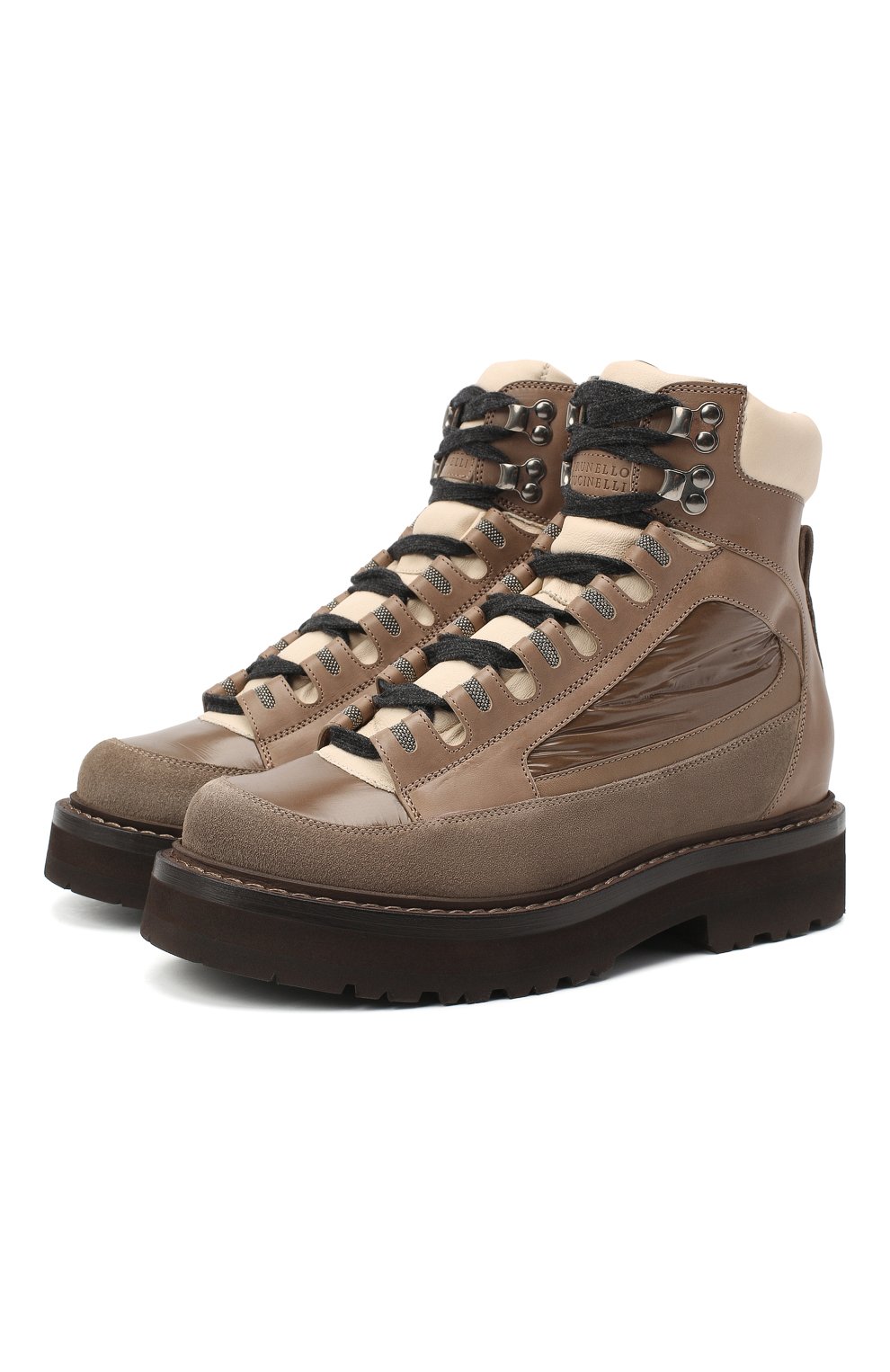 Комбинированные ботинки 1964 Brunello Cucinelli коричневого цвета