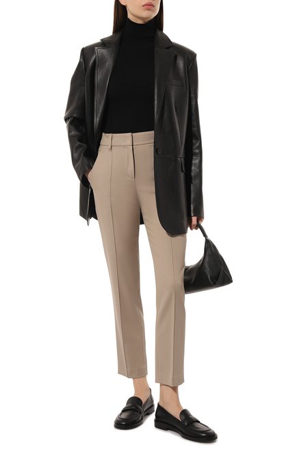 Женские хлопковые брюки BRUNELLO CUCINELLI бежевого цвета, арт. MA126B1049 | Фото 2 (Длина (брюки, джинсы): Стандартные; Материал внешний: Хлопок; Стили: Кэжуэл; Женское Кросс-КТ: Брюки-одежда; Силуэт Ж (брюки и джинсы): Узкие)