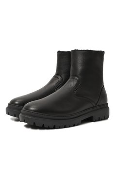 Мужские кожаные сапоги ALDO BRUE черного цвета, арт. AB5571 | Фото 1 (Материал утеплителя: Натуральный мех; Материал сплава: Проставлено; Подошва: Массивная; Драгоценные камни: Проставлено; Мужское Кросс-КТ: Сапоги-обувь)